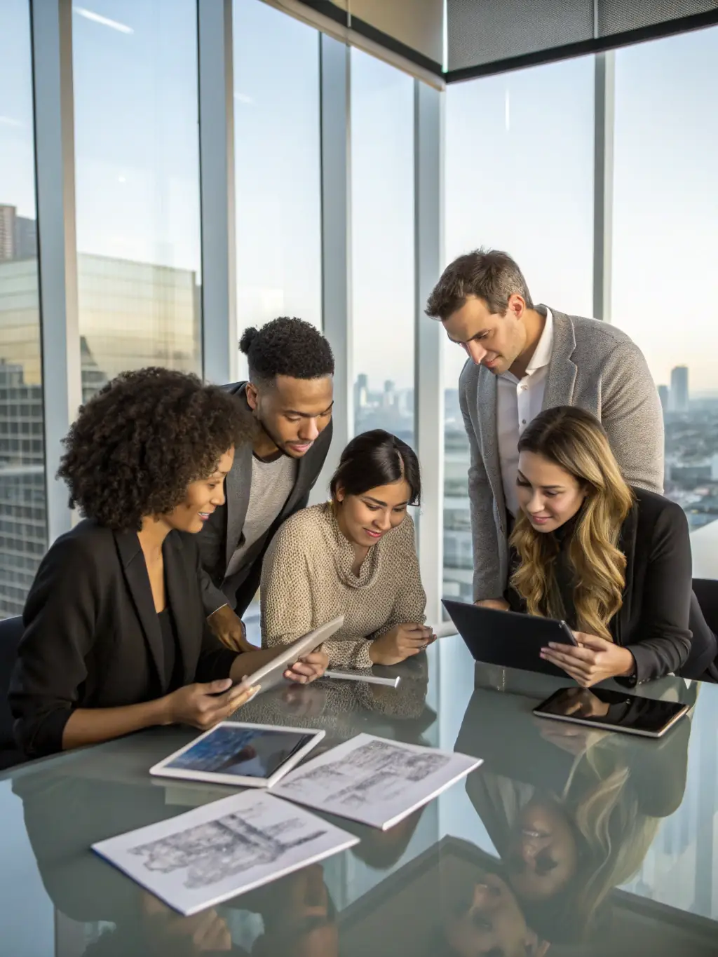 A team collaborating on brand guidelines, ensuring consistent visual and messaging elements, with a focus on brand positioning and messaging.